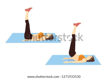 Woman doing Pulse ups exercise step for guide. Illustration about abs muscles workout and calories burn.