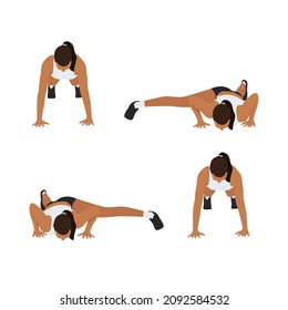 Woman doing Push up wiper exercise. Flat vector illustration isolated on white background