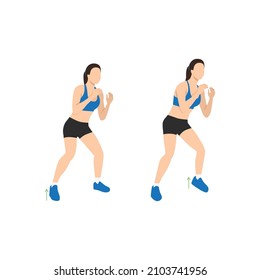 Woman doing quick feet exercise. Flat vector illustration isolated on white background