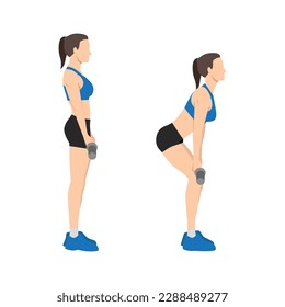 Woman doing Rack pulls exercise. Flat vector illustration isolated on white background