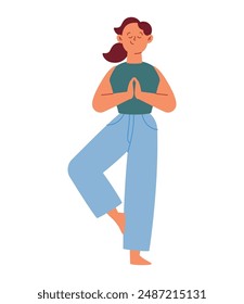 woman doing reiki in meditation isolated