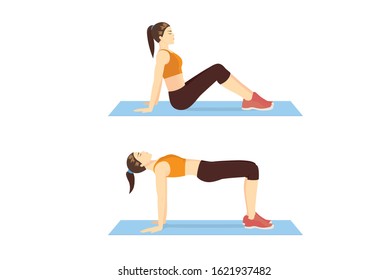 Woman Doing Reverse Plank Bridge Exercise Stock Vector (Royalty Free ...