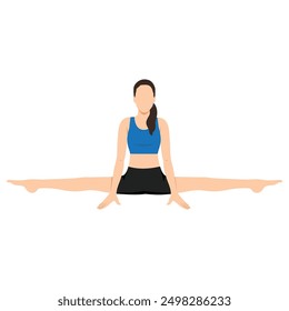 Woman doing Reverse Table Top Pose Legs In Figure Four or Ardha Purvottanasana Pada Ardha Utkatasana. Flat vector illustration isolated on white background