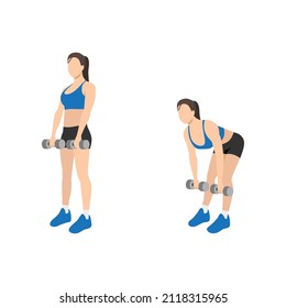 Woman doing Romanian deadlift exercise. Flat vector illustration isolated on white background