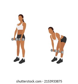 Woman doing Romanian deadlift exercise. Flat vector illustration isolated on white background