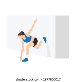 Woman Doing Runner Lunge Exercise. Flat Vector Illustration Isolated On White Background 