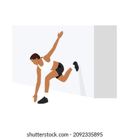 Woman Doing Runner Lunge Exercise. Flat Vector Illustration Isolated On White Background 