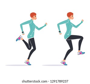 A woman doing running workout. Vector illustration