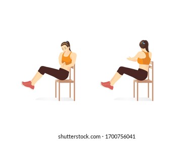 Woman Doing Russian Twist Exercise 2 Stock Vector (Royalty Free ...