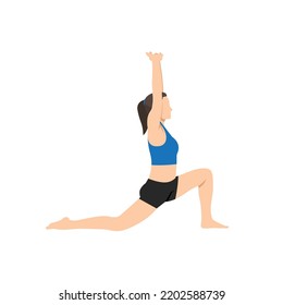 Woman doing Samson stretch exercise. Flat vector illustration isolated on white background