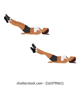 Woman doing Scissor kicks exercise. Flat vector illustration isolated on white background