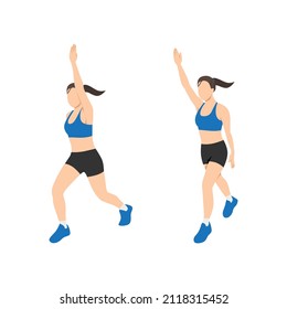 Woman doing Scissor skier exercise. Flat vector illustration isolated on white background