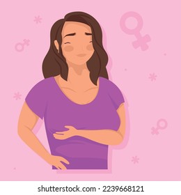 woman doing self-examination breast cancer poster