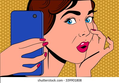 woman doing selfie vector
