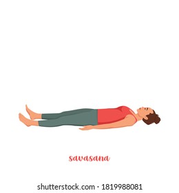 Shavasana oder Corpse Pose. Yoga-Übung. Vektorgrafik.