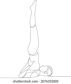 Woman Doing Shoulder Stand Pose. Exercise To Strengthen The Pelvic Floor Muscles. Continuous Line Drawing. Vector Illustration