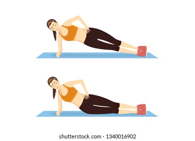 Woman Doing Side Bridge Exercise 2 Stock Vector (Royalty Free ...