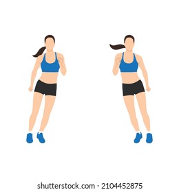 Woman doing Side to side hops exercise. Flat vector illustration isolated on white background