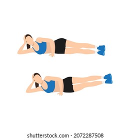 Woman doing Side leg lifts exercise. Flat vector illustration isolated on white background