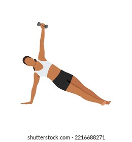 Woman doing Side Plank Pose, Sage Vasistha's Pose. Beautiful girl practice Vasisthasana exercise. Flat vector illustration isolated on white background