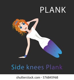 Woman doing a side plank position. Isolate background. Fitness exercising