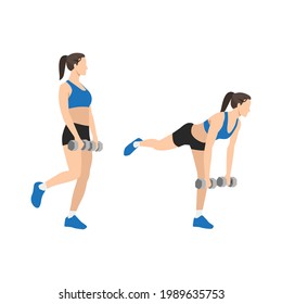 Mujer haciendo una pierna simple doblada en la pierna recta hasta la mortandad de la pierna. Ejercicio Hamstring. Ilustración vectorial plana aislada en fondo blanco 