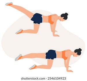 Woman doing Single-leg kick exercise at home