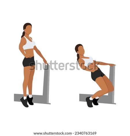 Woman doing sissy squat exercise. Flat vector illustration isolated on white background