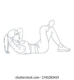 woman doing sit up outline sport vector illustration