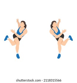 Woman doing Skater exercise. Flat vector illustration isolated on white background