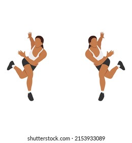 Woman doing Skater exercise. Flat vector illustration isolated on white background