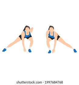 Woman doing Skater lunges exercise. Flat vector illustration isolated on white background