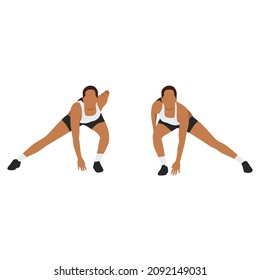 Woman doing Skater lunges exercise. Flat vector illustration isolated on white background