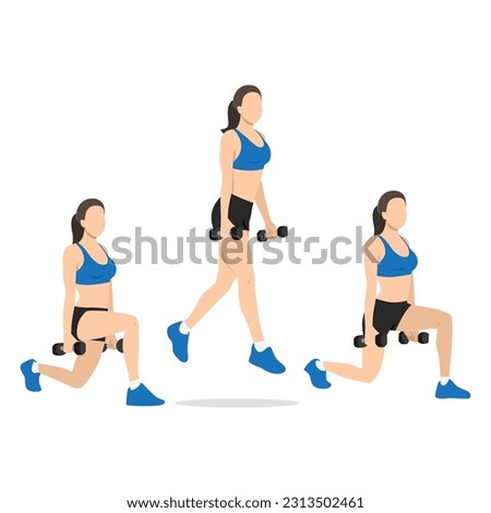 woman doing split alternating squat jumps exercise. Flat vector illustration isolated on white background