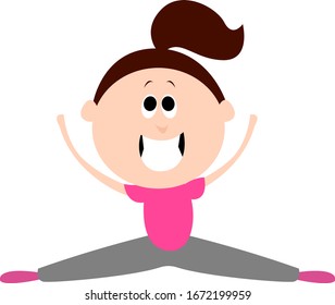 Woman doing split, illustration, vector on white background.