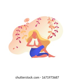 Woman doing sport, yoga, dancing, fitness exercise. Flat modern illustrations for beauty, spa, wellness, natural products, cosmetics, body care. Design for mobile website development. - Vector