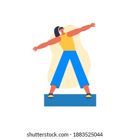 Woman doing sports. Exercises for healthy lifestyle. Woman fitness vector illustration. Workout in the gym or at home, in the park.