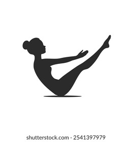 Woman doing sports, in yoga pose flat vector icon