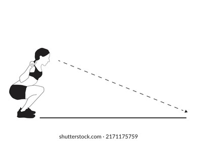 Woman doing squat. Illustration about workout position. Vector squat exercise illustration 