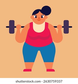 Woman doing squats with a barbell in the gym