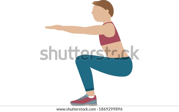 Woman Doing Squats Exercises Illustration Stock Vector (Royalty Free ...