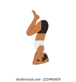 Woman doing Squeezing Pose. Practice Akunchanasana. Flat vector illustration isoalated on white background