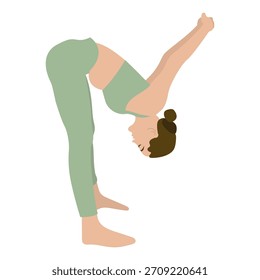 Frau, die nach vorn stehend Biegung Pose Illustration. Weißer Hintergrund, einzeln
