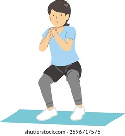 Woman doing strength training : Vector
