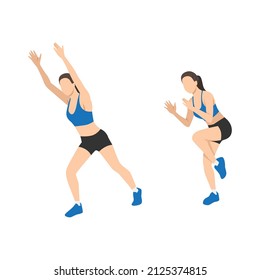 Woman doing Stutter steps exercise. Flat vector illustration isolated on white background