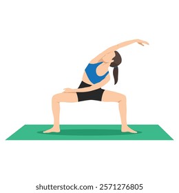 Woman doing Sumo Squat exercise, Goddess pose exercise. Flat vector illustration isolated on white background