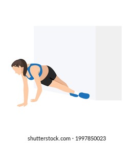 Woman doing Thread the needle lose fat on butt exercise. Flat vector illustration isolated on white background 