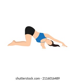 Woman doing thread the needle pose pars balasana exercise. Flat vector illustration isolated on white background