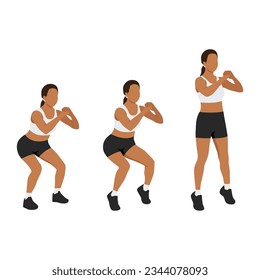 Woman doing tip toe squats exercise. Flat vector illustration isolated on white background