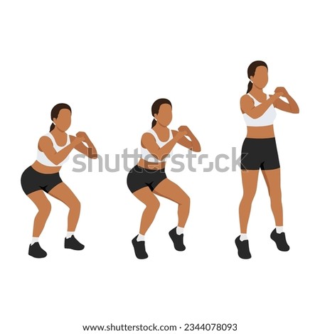 Woman doing tip toe squats exercise. Flat vector illustration isolated on white background